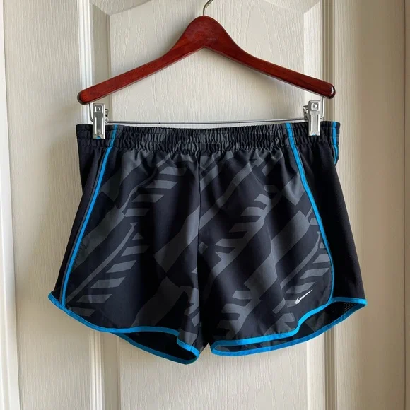 Nike Dri-Fit Running Shorts in Gray Geo Pattern and Blue - Picture 1 of 6